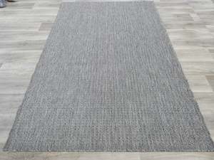 "Pewter" Sisal Look Flatweave Rubber Back Indoor/Outdoor Rug