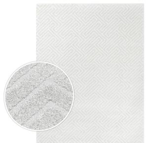 Luxurious Geometric Ivory Textured Trentino Rug