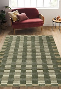 Contemporary Checkered Design Tweed Rug