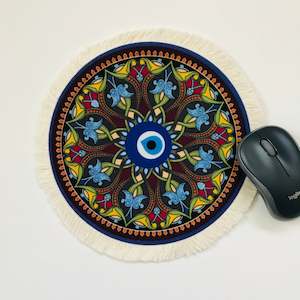 Round Persian Mini Woven Rug Mat Mousepad Retro Style