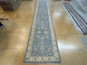 Wool: Afghan Hand Knotted Choubi Hallway Runner Size: 380 x 79cm