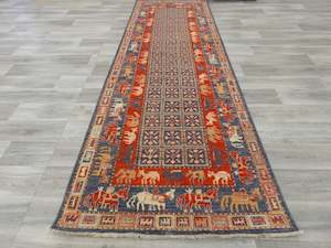 Afghan Hand Knotted Choubi Hallway Runner Size: 360 x 121cm