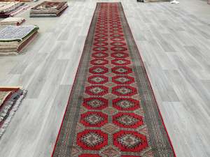 Silky Hand Knotted Bukhara Hallway Runner Size: 894x 96cm