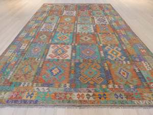 Afghan Handmade Oversized Choubi Kilim Rug Size: 345 x 495cm