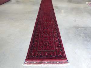 Afghan Hand Knotted Khal Mohammadi Runner Size: 970cm x 82cm