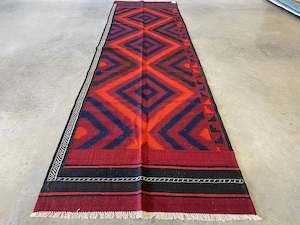 Vintage Afghan Hand Made Hazara Ghalmori Kilim Rug Runner Size: 437 x 126cm