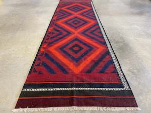 Vintage Afghan Hand Made Hazara Ghalmori Kilim Rug Runner Size: 436 x 126cm