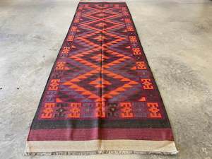 Vintage Afghan Hand Made Hazara Ghalmori Kilim Rug Runner Size: 478 x 144cm