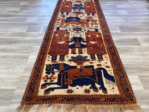 1900s "Nizami Ganjavi" Khosrow and Shirin Pictorial Antique Rug Size: 377 x 121cm