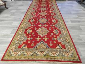 Afghan Hand Knotted Kazak Oversized Hallway Runner Size: 597 x 162cm