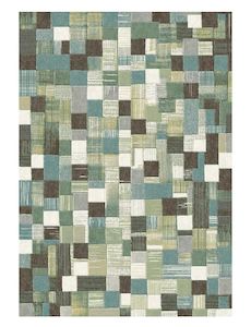 Multi: Multi-Tone Green and Blue Checkered Argentum Rug