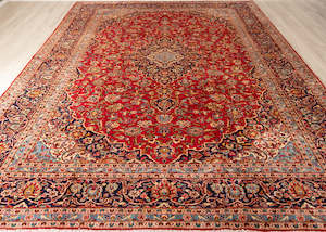 Vintage Kashan Hand-Knotted Wool Persian Rug (Size: 295 X 410 CM)