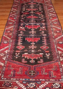 Vintage Zanjan Hand-Knotted Persian Wool Runner Rug