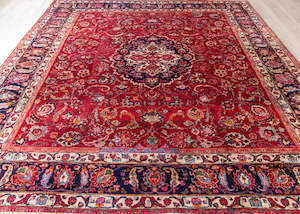 Vintage Mashad Hand-Knotted Wool Persian Rug (Size: 300 X 340 CM)