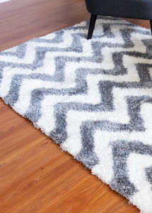 White And Grey Modern Shaggy Rug