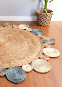 Multicolor Handmade Jute Round Rug