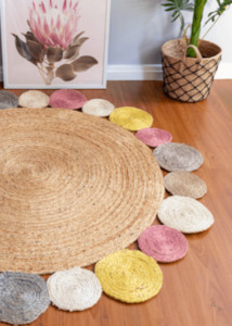 Multicolor Handmade Jute Round Rug