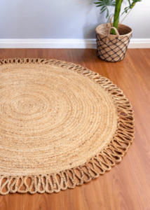 Designer Plain Handmade Jute Round Rug