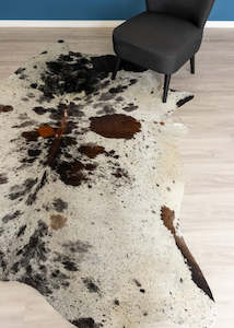 Salt Pepper Tri-Color Cowhide Rug (Size: 240 x 200 CM)