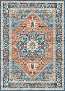 Orange And Blue Vintage Area Rug