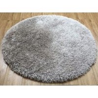 THICK & SOFT HARBOUR SHAGGY ROUND RUG LIGHT GREY 120X120CM