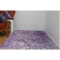 CLEARANCE DURABLE COMFORTABLE SUPER THICK PEARL SHAGGY RUG PURPLE & WHITE 1.2X1.8M