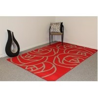 ELEGANT STYLE MODERN DESIGN PRONTO RUG ROSE RED & GRAY 160X235CM