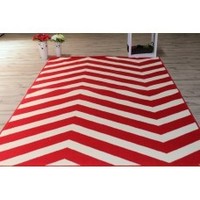 ELEGANT STYLE MODERN CONCEPT PRONTO RUG ZIGZAG RED & IVORY WHITE 160X235CM