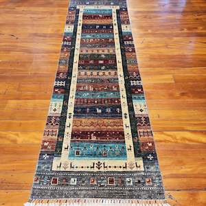 Hand knotted wool rug 25881 size 258 x 81 cm Afghanistan