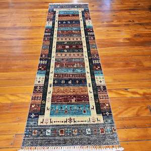 Hand knotted wool rug 25878 size 258 x 78 cm Afghanistan