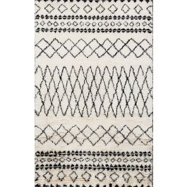 Atlas Peaks Moroccan Beni Ourain Ivory Black Shag Rug 