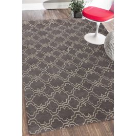 Scroll Tile Handmade Gray Wool Moroccan Rug