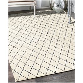 Dara Hand Knotted Tile Contemporary Tan & Ivory Wool Rug