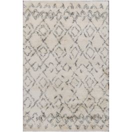 Delroy Moroccan Beni Ourain Wool Ivory Gray Rug - Handmade Luxe