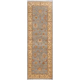 Aluin Ziegler Persian Hand Knotted Blue Beige Wool Runner Rug