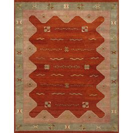 Berta Southwestern Red & Rust Abstract Hand Knotted Wool Tribal Rug