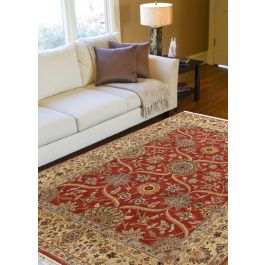 Chevy Traditional Floral Red & Rust Natural Dyes Hand Knotted Wool Rug