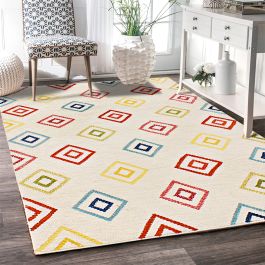 Marelda Ivory Wool Flat Weave Rug - Handmade Kilim, Clearance