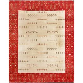 Avice Southwestern Graphic Hand knotted Beige Wool Tribal Rug