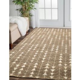 Rugsville Patrice Graphic Hand Knotted Brown Ivory Wool Moroccan Rug 150 x 240 cm