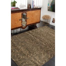 Agate Transitional Graphic Brown Hand Knotted Wool & Silk Rug