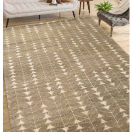 Rugsville Patrice Graphic Brown Hand Knotted Wool Moroccan Rug 150 x 240 cm