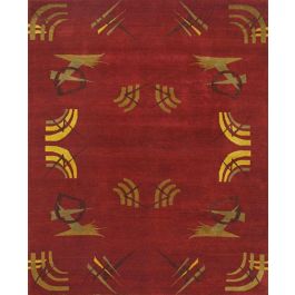 Lucas Transitional Red & Rust Graphic Hand Knotted Wool Rug