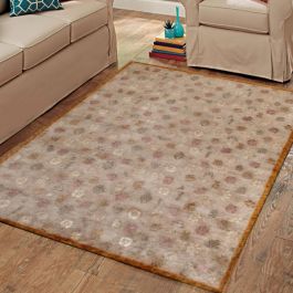 Felix Contemporary Floral Wool & Silk Beige Rug - Transitional & Clear