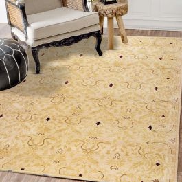 Rugsville Bellissa Transistional Graphic Wool & Silk Beige Hand Knotted Rug 240 x 300 cm