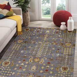 Rugsville Bosco Transitional Graphic Gray Wool & Silk Rug 240 x 300 cm