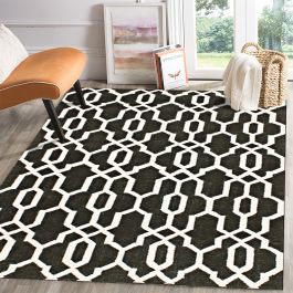 Rugsville Black Contemporary Tile Wool Moroccan Rug 150 x 240 cm