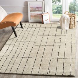 Maara Hand Knotted Contemporary Tan & Ivory Wool Rug