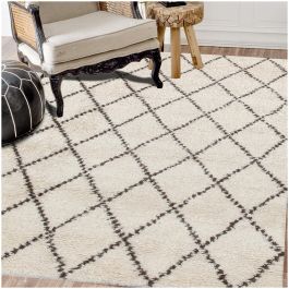 Rina Ivory Moroccan Shag Wool Rug Handmade Luxury Rug