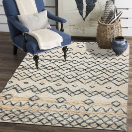 Products: Xandu Moroccan Beni Ourain Wool Ivory Emerald Shag Rug Clearance